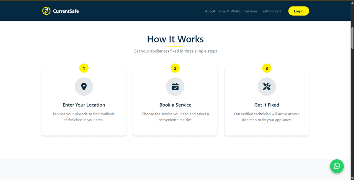CurrentSafe – Electrical Safety & Smart Booking System — screenshot 1