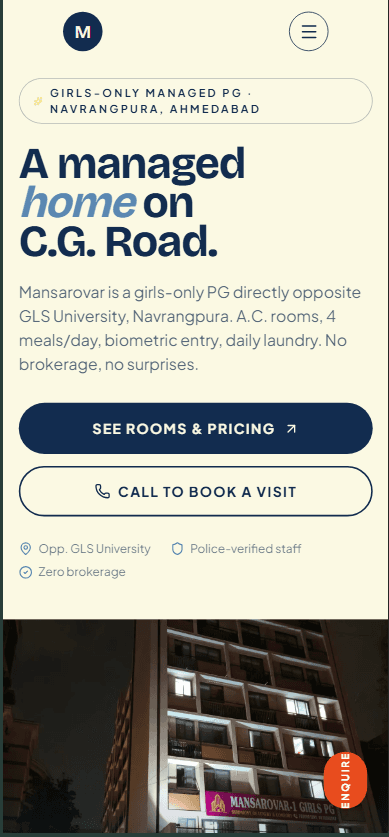 Mansarovar Girls PG – Website & AI SEO / GEO — screenshot 2